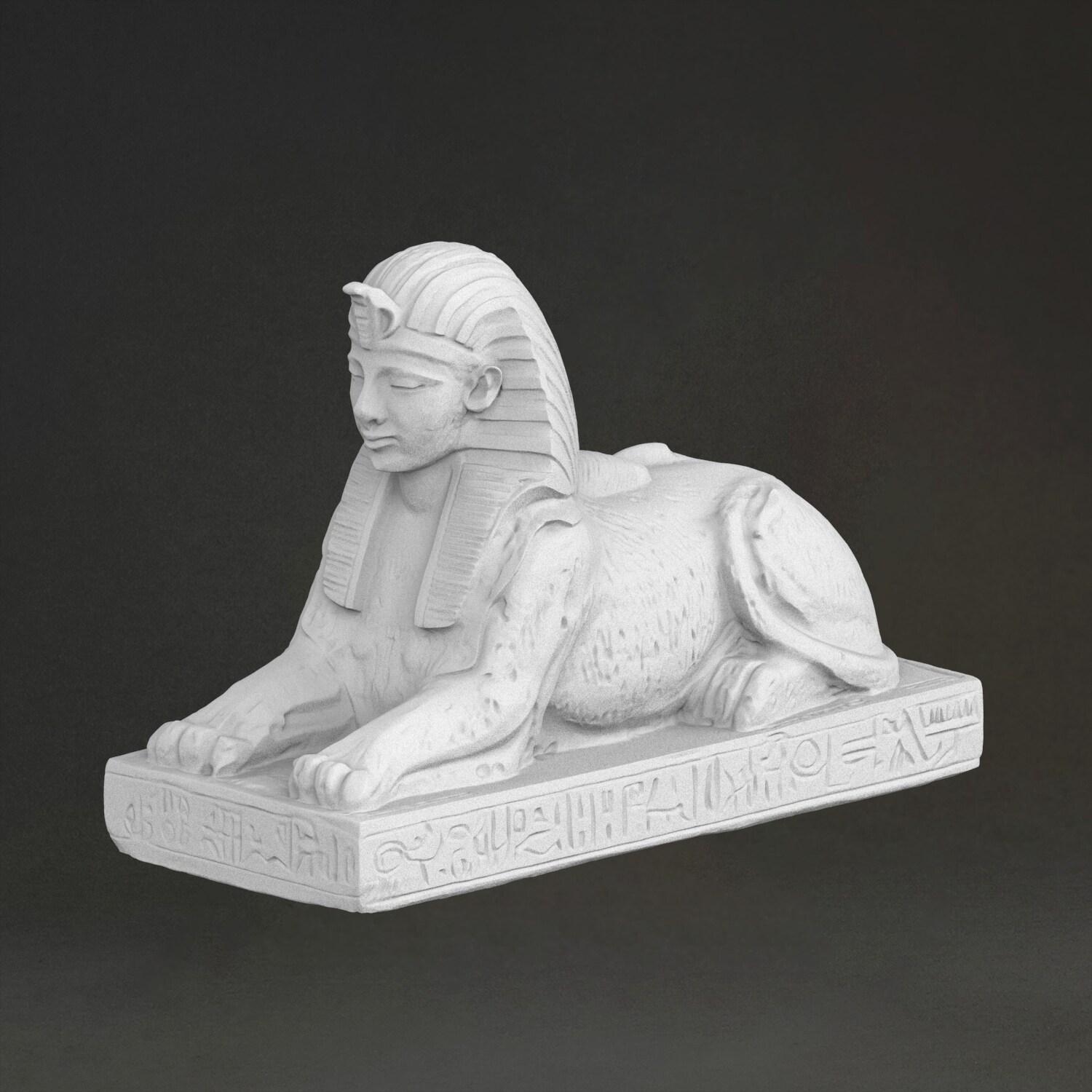 3D Printing Resin - スフィンクス彫刻「彫刻」、3Dプリント樹脂製、手描き、石膏風の像飾り（製作期間10日）