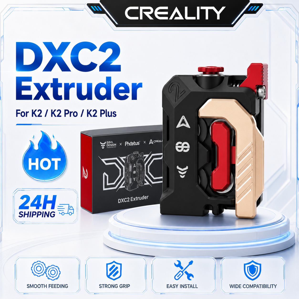 Ender 3 Upgrade Kit - Creality Devil Design Dxc2 エクストルーダー高精度磁気クイックリリースアップグレードされたエクストルーダー K2