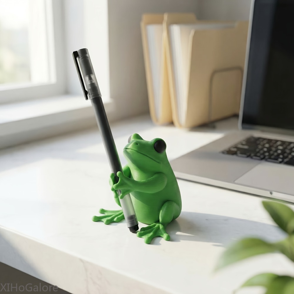 3D Printing Pen For Kids - 2026年新作 3Dプリント製スタンドカエルオーナメント＆ペンホルダー 可愛いデスクトップ/ホームオフィスデコレーション 子供/大人向けギフトセット プロプラス