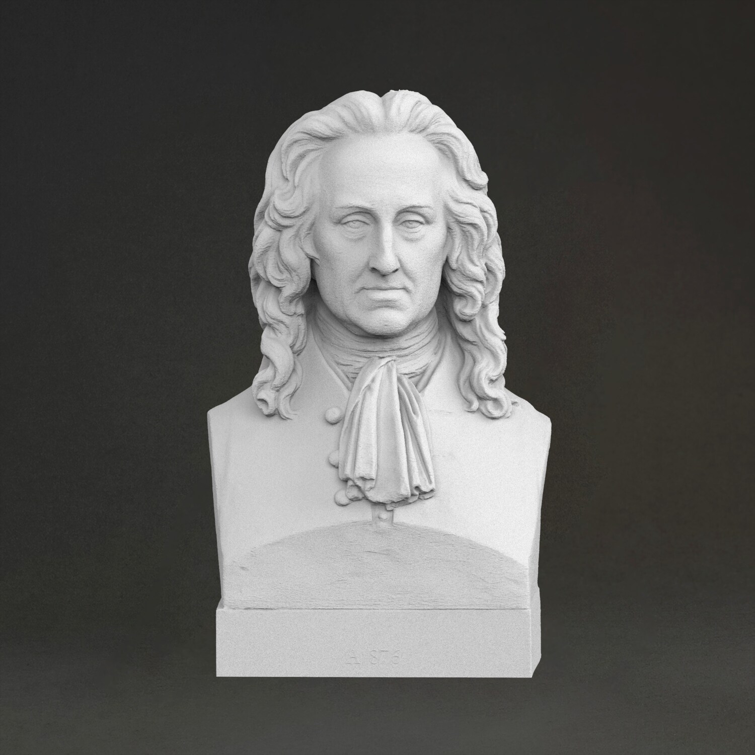 3D Printing Resin - 「ルートヴィヒ・ホルベル男爵」彫刻、3Dプリント樹脂製、手描き、石膏風の像飾り（製作期間10日）