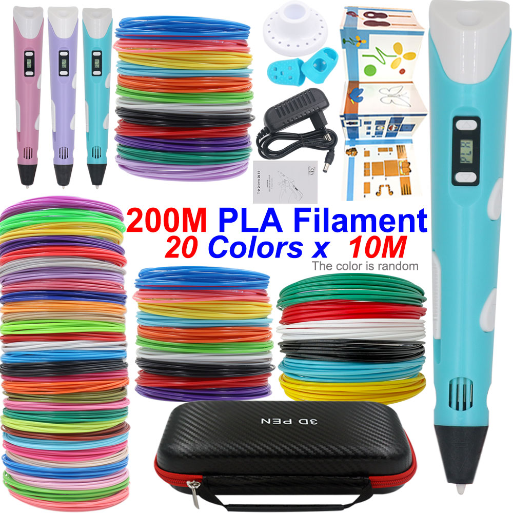 3D Printing Pen For Kids - 奇妙な3Dプリントペンセット、LCDディスプレイ、電源アダプター、トラベルケース、PLAフィラメント付き、子供のお気に入りの誕生日、クリスマスプレゼント