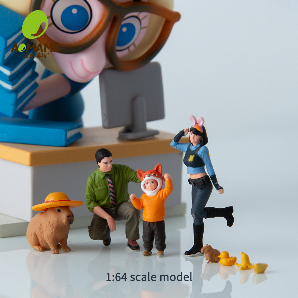 3D Printing Resin - Kicarmod 1/64 動物園キャラクターコスチュームセット - 高精度3Dプリント樹脂製ミニチュアシーン 車模型ジオラマコレクタブルギフト用