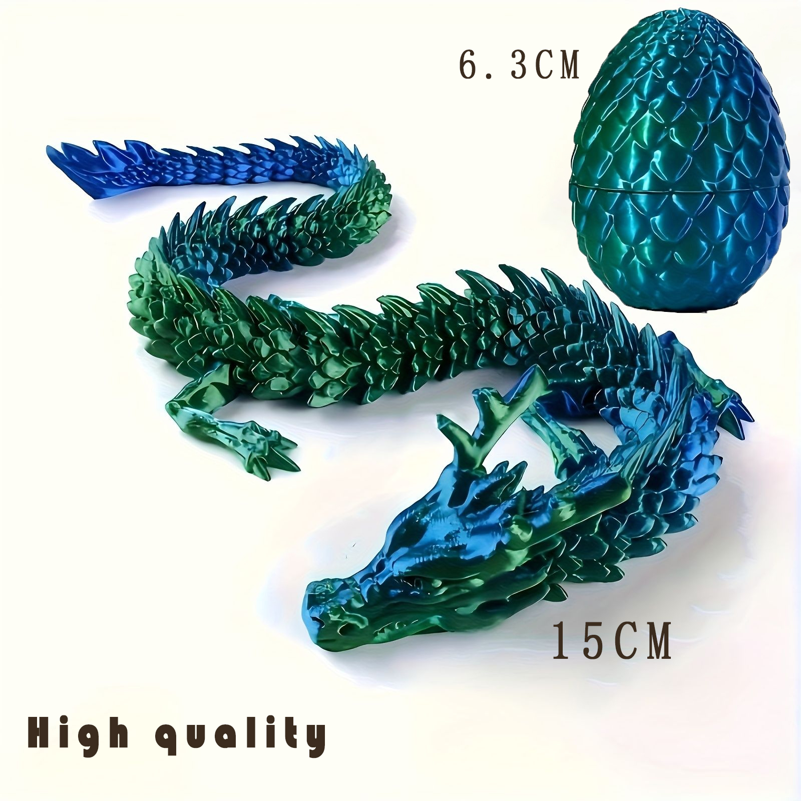 3D Printing Dragon - 2025年、3D 15cm 中国の人気玩具、カラフルなドラゴンギフト、大きなドラゴン像、ドラゴンの卵モデル、金色と黒のテーブルデコレーション