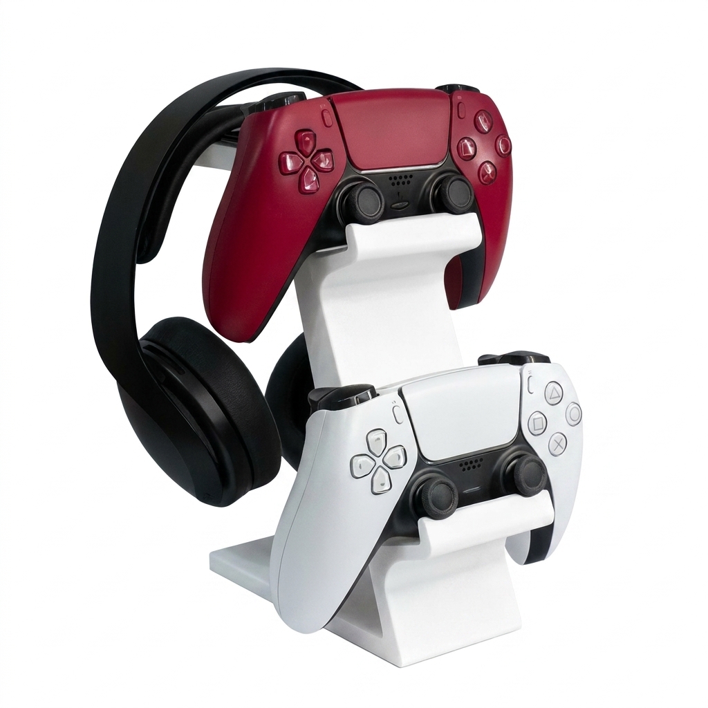3D Printing Holder - 3D プリントされたゲームコントローラーヘッドフォン一体型スタンド PS4/PS5/XBOX コントローラーヘッドフォン用ユニバーサルスタンディングスタンド