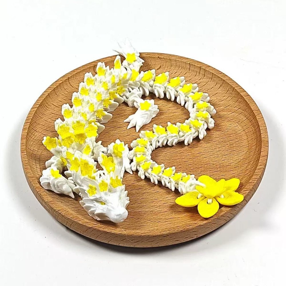 3D Printing Dragon - シミュレートされた目を持つ3Dプリントドラゴン、桜の花の咲くドラゴン、回転可能な3Dプリントディセラトプスドラゴン、レーザー加工された柔軟な3D可動式ドラゴントイズ