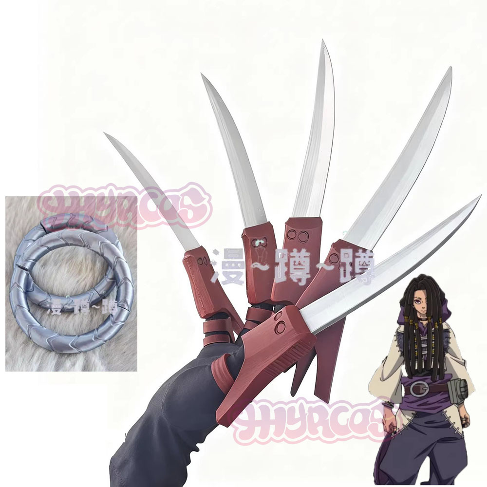 3D Printing Nails - Gachiakuta ジャバーウォンガーコスプレ小道具 3D 印刷シルバーブレスレットリング爪アクセサリーフルセットハロウィンパーティー大人用ウィッグ靴