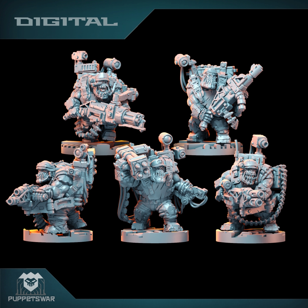 3D Printing Resin - Orc Ultimate Badasses Squad、グリーンスキンフィギュア、ウォーカー、ロボットプラズマガン、HD 3Dプリント樹脂モデル、アクションプロキシウォーゲームDnD