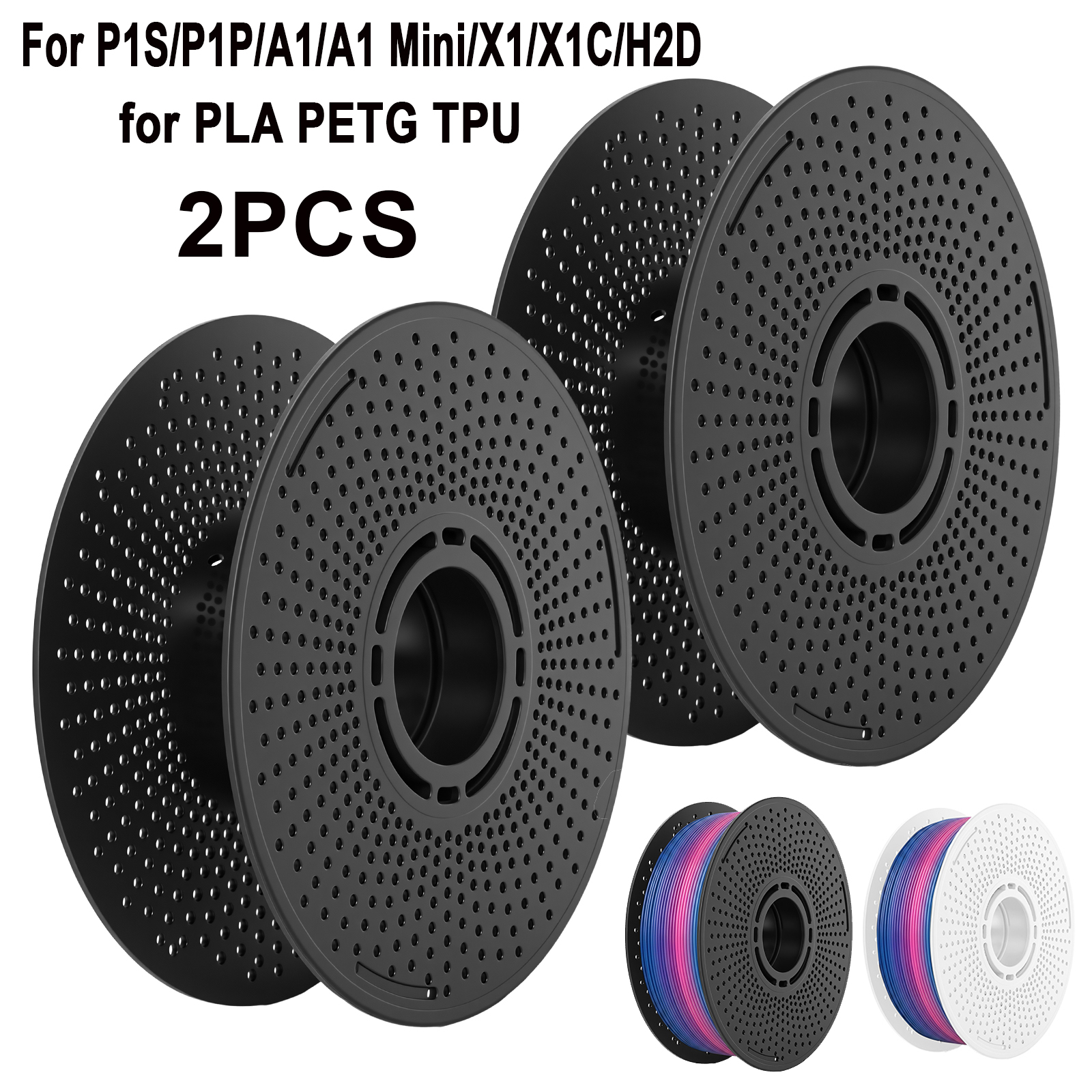 Petg Filament - 2個入り 再利用可能な3Dフィラメントスプール 取り外し可能、高強度＆高温耐性中空リール PLA、PETG、ABS用 P1S/P1P/A1/A1 Mi対応