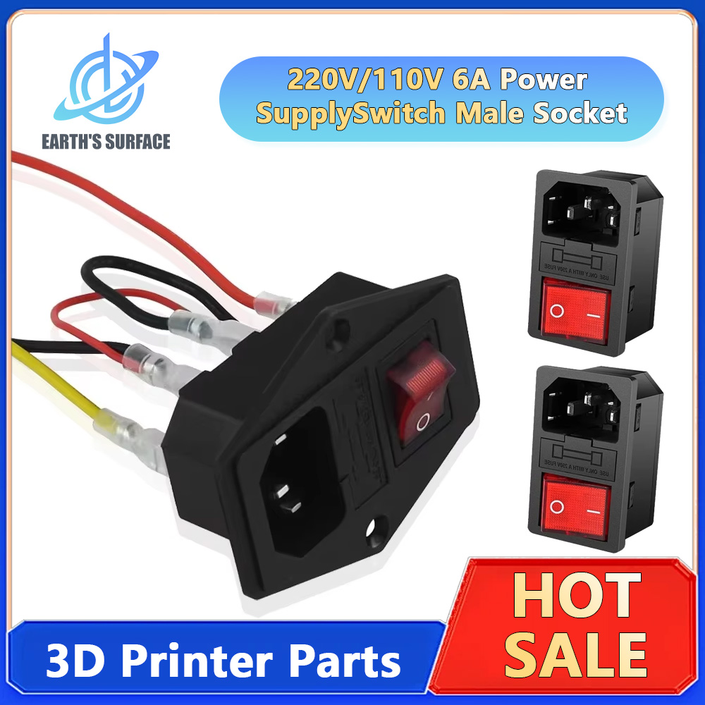 3D Printing Output - 220V 110V 6A 電源スイッチオスソケット AC 電源ソケット用ヒューズ付き配線プラグコネクタスイッチャー