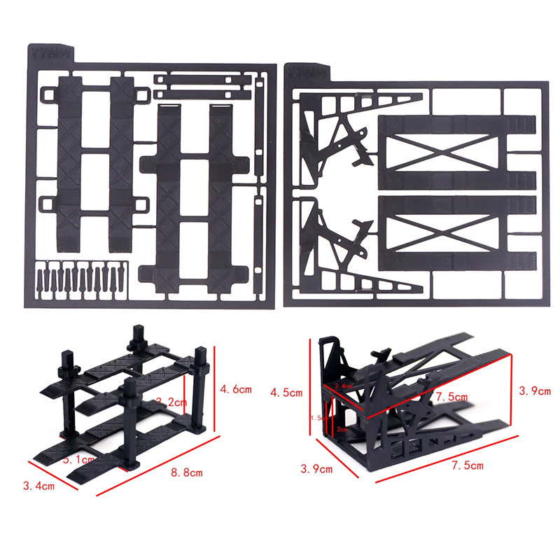 3D Printing Diecast Cars - 1/64合金製ミニカー用3Dプリントガレージカーラックシーンデコレーション組立パーツ二段式車両駐車フレームモデル1セット