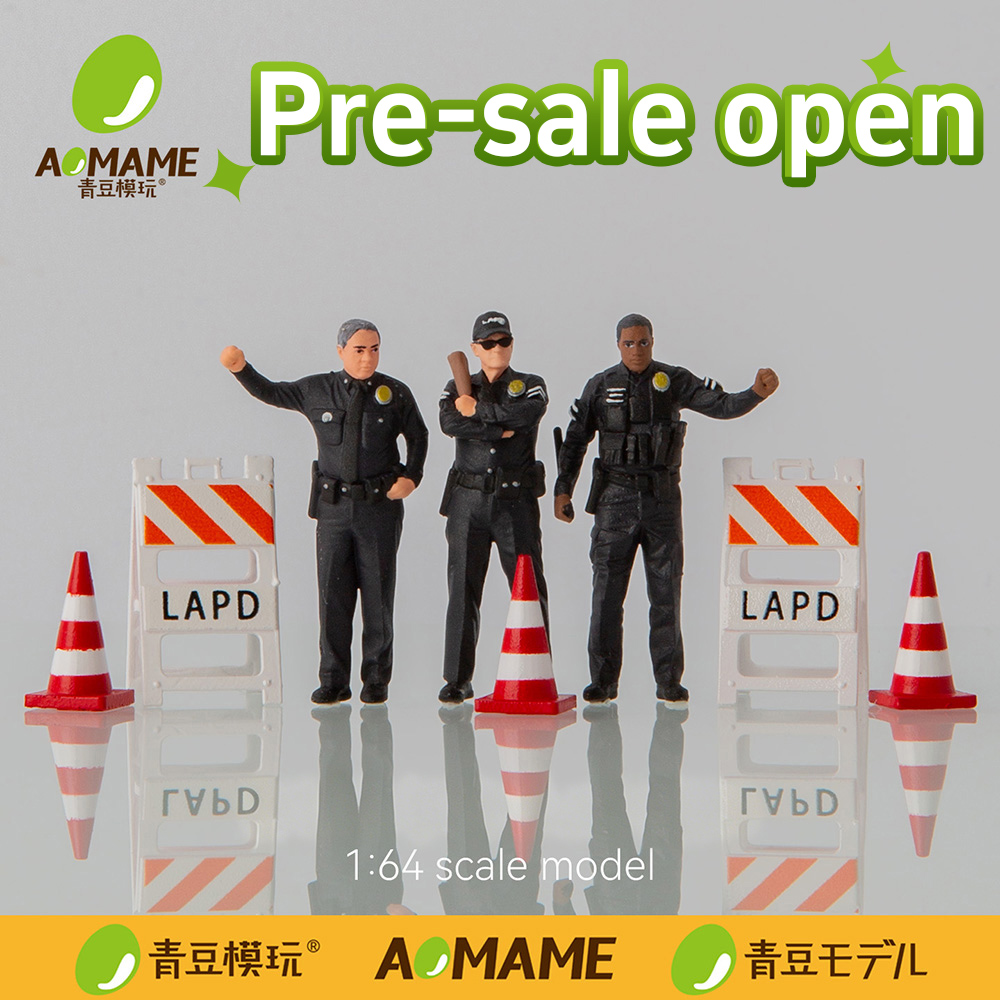 3D Printing Diecast Cars - 先行販売 1/64 LAPD警察セット レジンフィギュア、ジオラマディスプレイ用3Dプリントアメリカンストリートシーンミニチュアモデルキット