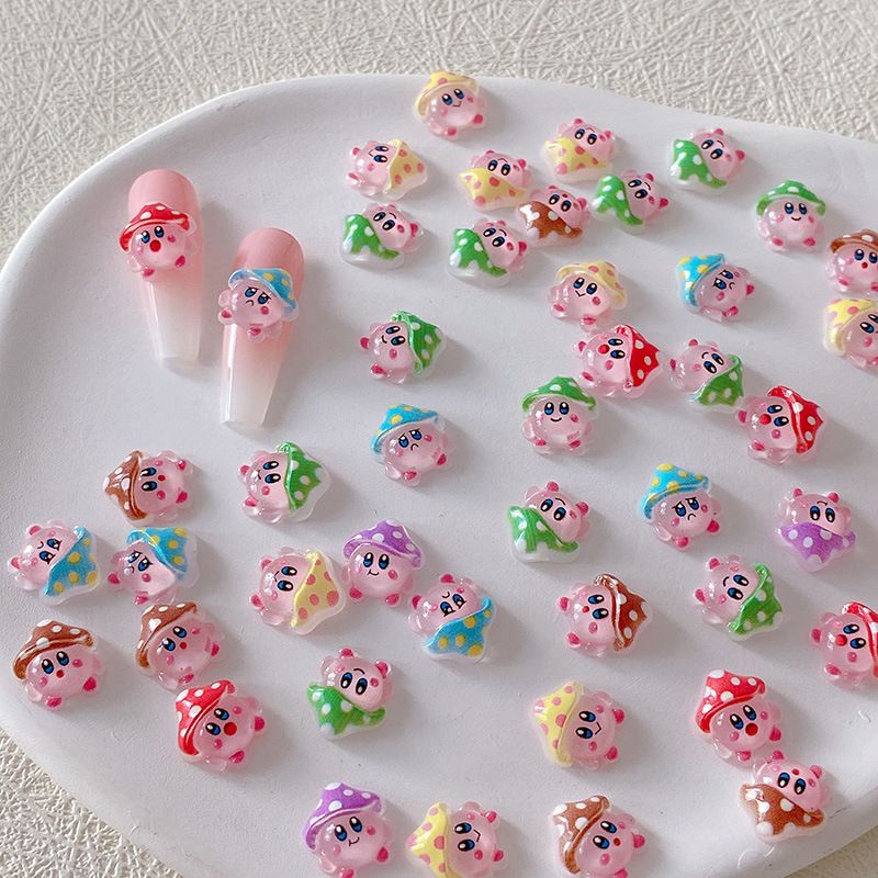 3D Printing Nails - 2/10/20 個カービィネイルチャーム 3D 樹脂かわいい漫画ネイルアートアクセサリーアイス透明ネイルデコレーション