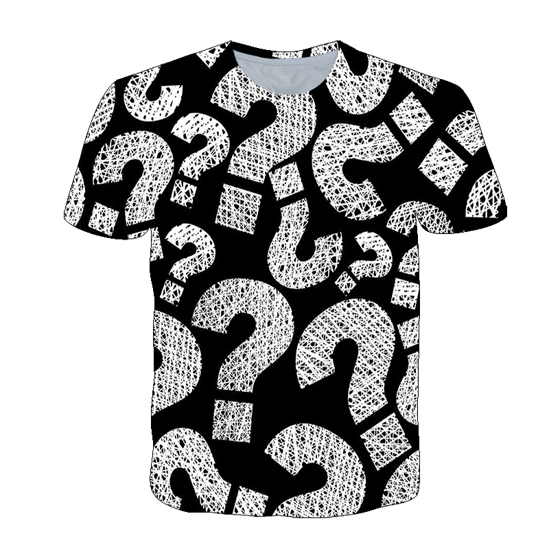 3D Printing Questions - 3D刺questionマークをモチーフにしたメンズ半袖Tシャツ,原宿スタイル,ヒップホップ,個性,夏のファッション