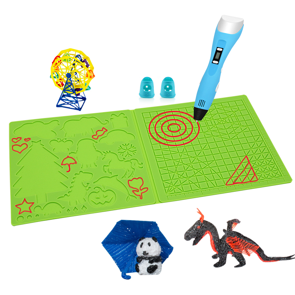 3D Printing Pen For Kids - 3D 印刷ペンシリコンパッド基本的な幾何学的なテンプレート 2 シリコンフィンガーキャップ 3D ペン描画テンプレート子供