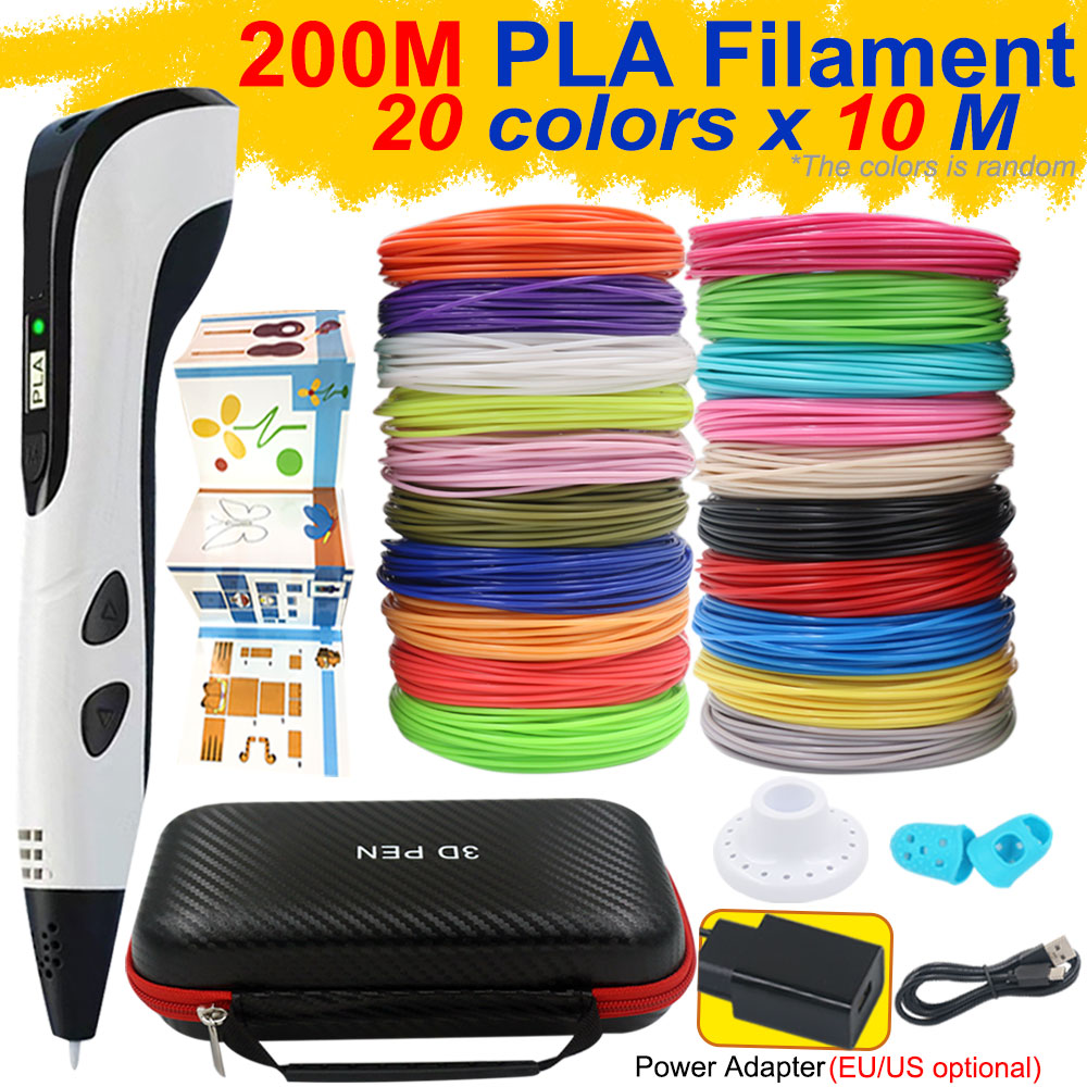 3D Printing Pen For Kids - 子供用3Dプリントペン 電源アダプター付き LCDスクリーン トラベルケース カラーPLAフィラメント 完璧な子供の誕生日クリスマスプレゼント