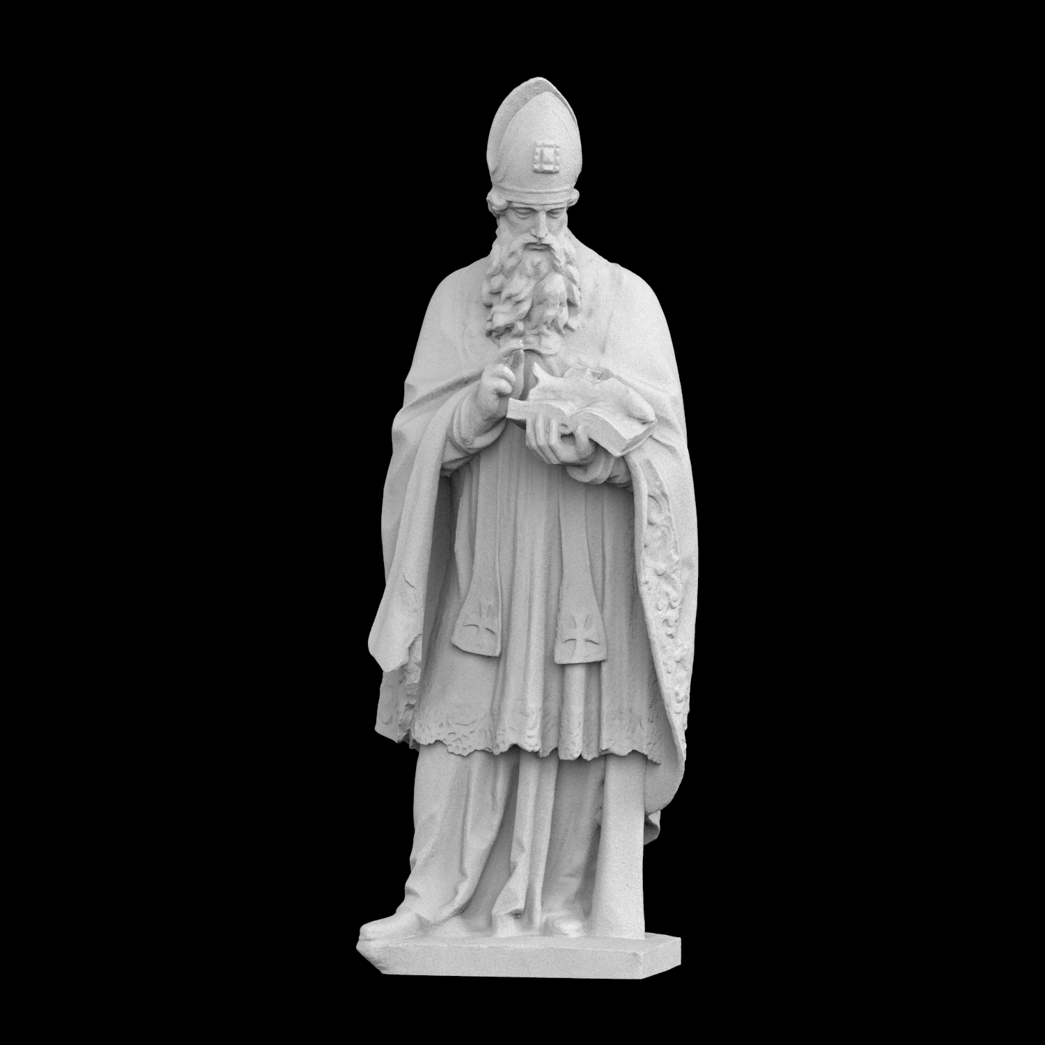 3D Printing Resin - 「聖ウルリッヒ像」彫刻、3Dプリント樹脂素材、手描き、石膏のような質感の装飾（10日以内に発送）