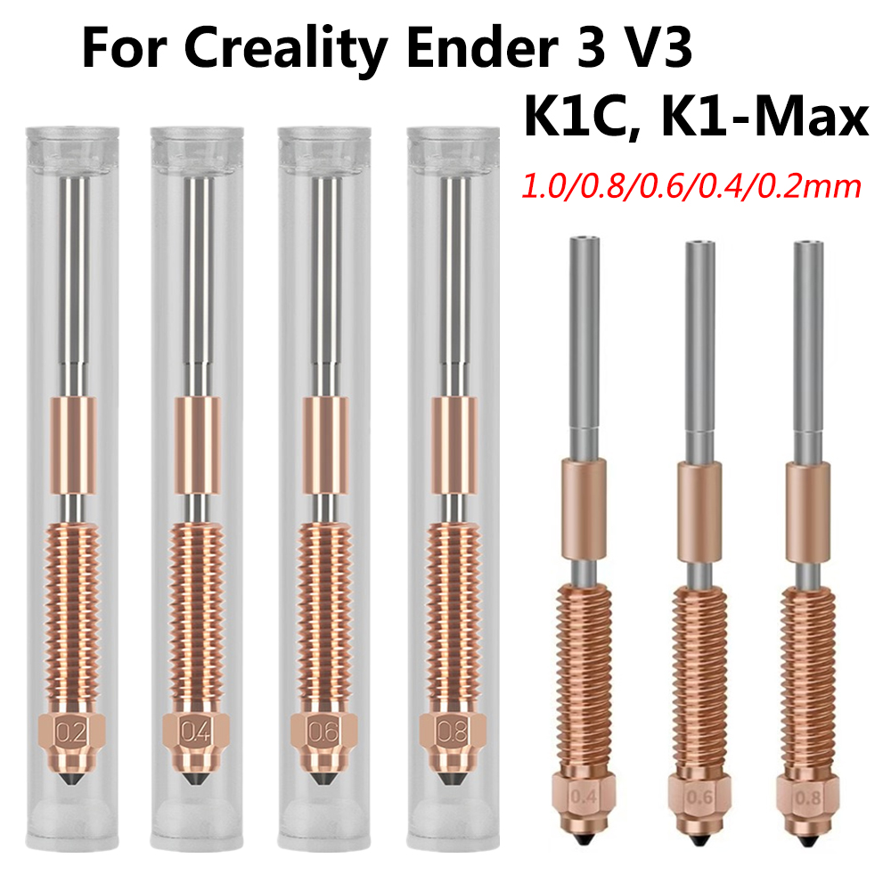 Ender 3 Upgrade Kit - K1Cノズル,チタン銅ノズル,高速交換,高流量,オールインワン,0.2, 0.4, 0.6, 0.8mm, Ender-3,v3,k1C