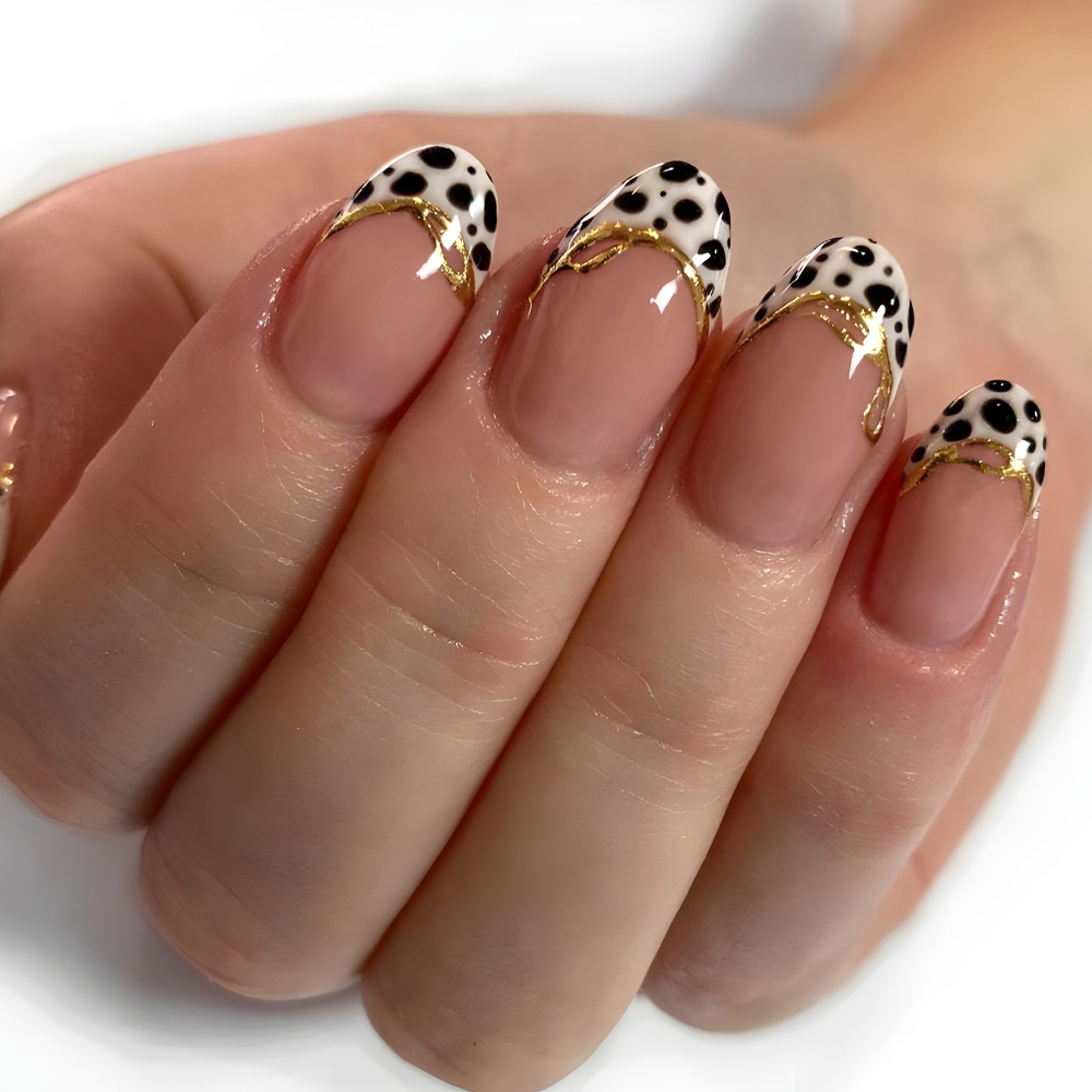 3D Printing Nails - 24個セット ピンクのレオパード柄スティレットネイル 3Dスター付きつけ爪 スパイシーガールズ向け 着用可能なフェイクネイル