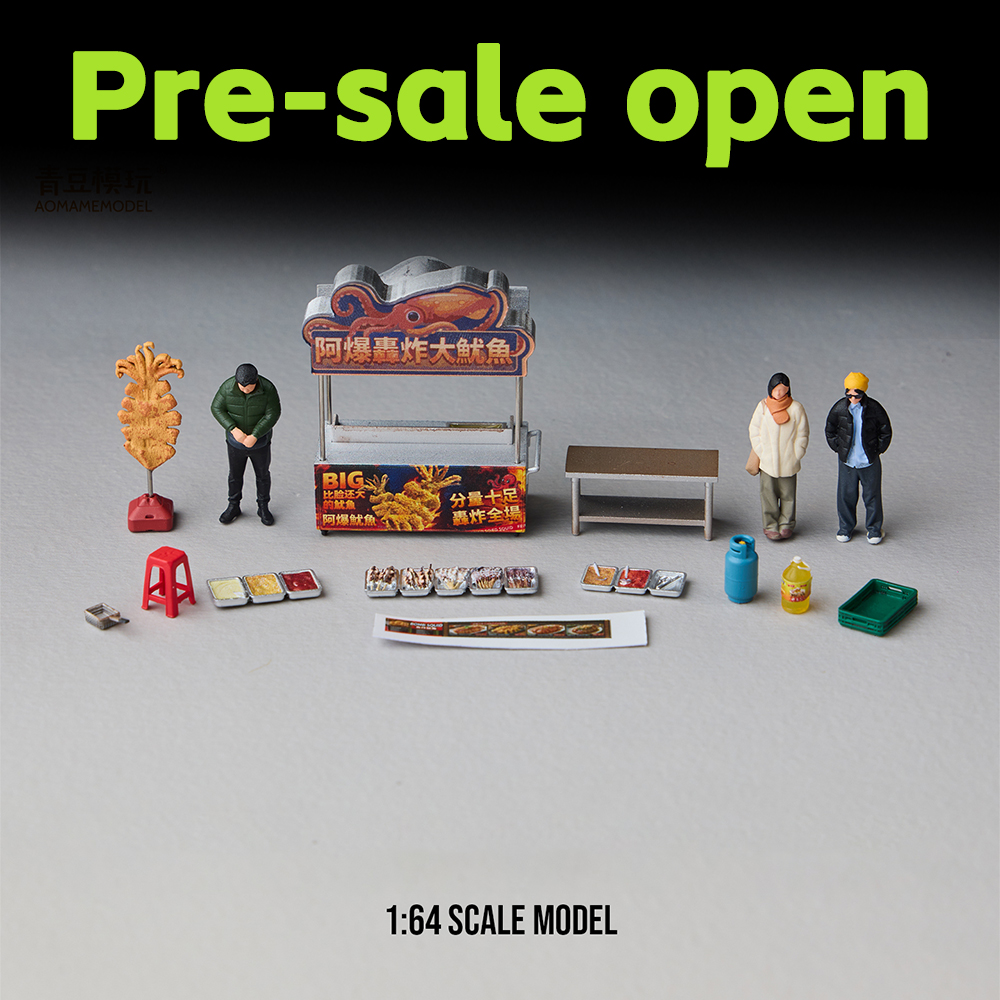 3D Printing Diecast Cars - 先行販売 Kicarmod 1:64 イカを販売するスナックスタンド 3D プリント樹脂素材ミニチュアシーンフィギュアモデル