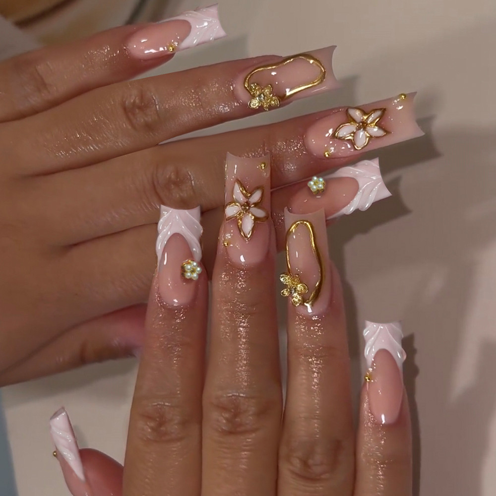 10個/セット 手作り中型アーモンド型3Dジェルフラワーゴー - 3D Printing Nails のレビューと価格