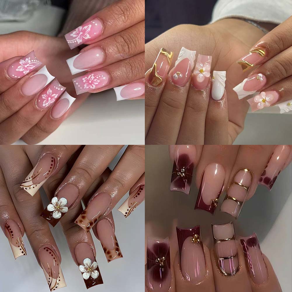 96個(4種類混合)3D立体ジェルネイル、フェイクパールでフ - 3D Printing Nails のレビューと価格