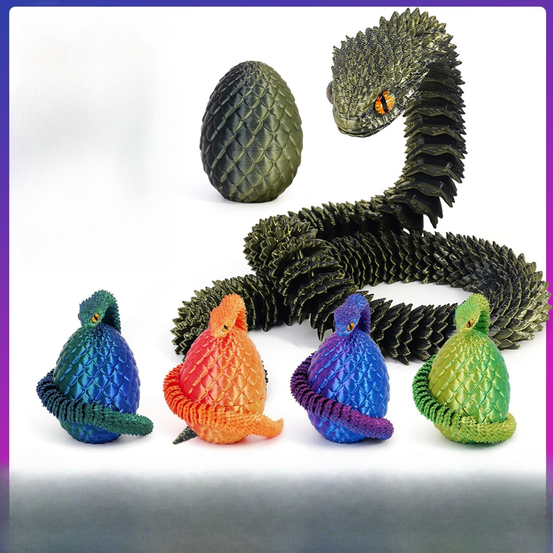 3Dプリントされたバイパー蛇モデルとドラゴンの卵セット、30 - 3D Printing Dragon のレビューと価格