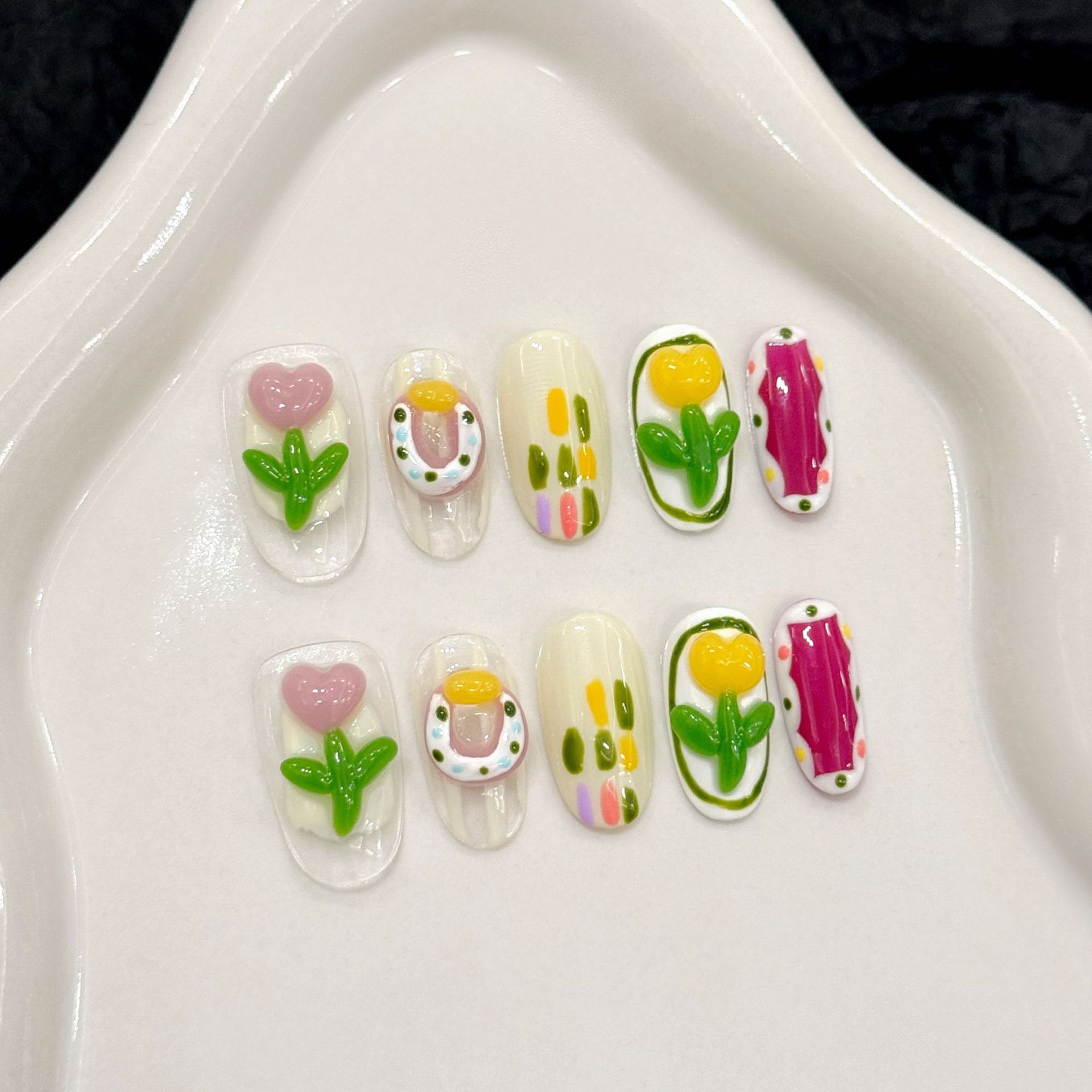 10枚入り ハンドメイド つけ爪 3D いちごデコレーション - 3D Printing Nails のレビューと価格