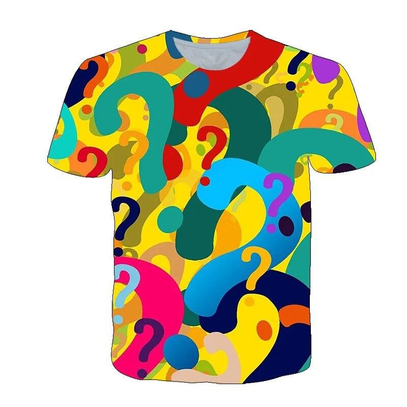 男性用ラウンドネック3DプリントTシャツ,楽しい疑問符,さま - 3D Printing Questions のレビューと価格
