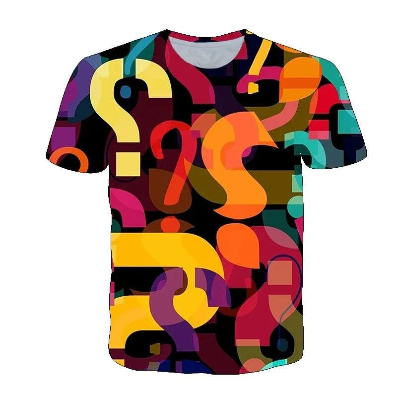男性用ラウンドネック3DプリントTシャツ,楽しい疑問符,さま - 3D Printing Questions のレビューと価格