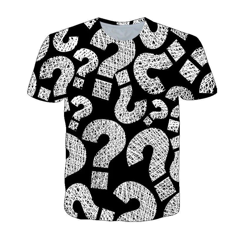 男性用ラウンドネック3DプリントTシャツ,楽しい疑問符,さま - 3D Printing Questions のレビューと価格