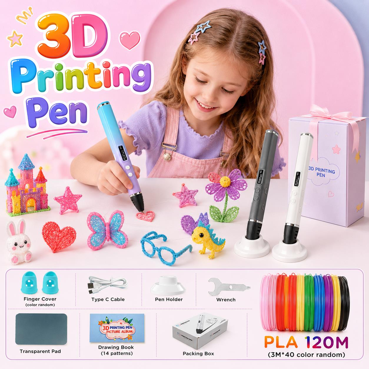 3Dプリントペン 子供用 Type-C充電 OLEDディスプ - 3D Printing Pen For Kids のレビューと価格