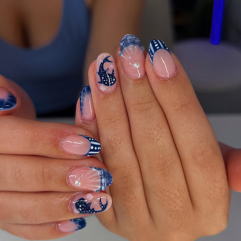 24個入り アーモンド型 3Dジェルネイル クジラ柄 パール - 3D Printing Nails のレビューと価格