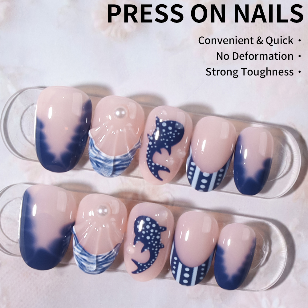 24個入り アーモンド型 3Dジェルネイル クジラ柄 パール - 3D Printing Nails のレビューと価格
