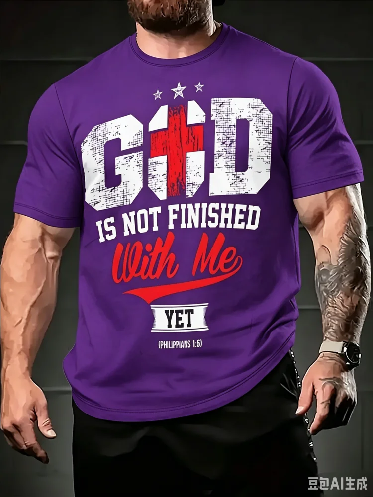 ファッションメンズ「神は私に仕事が残している」プリントTシャ - 3D Printing Verse のレビューと価格