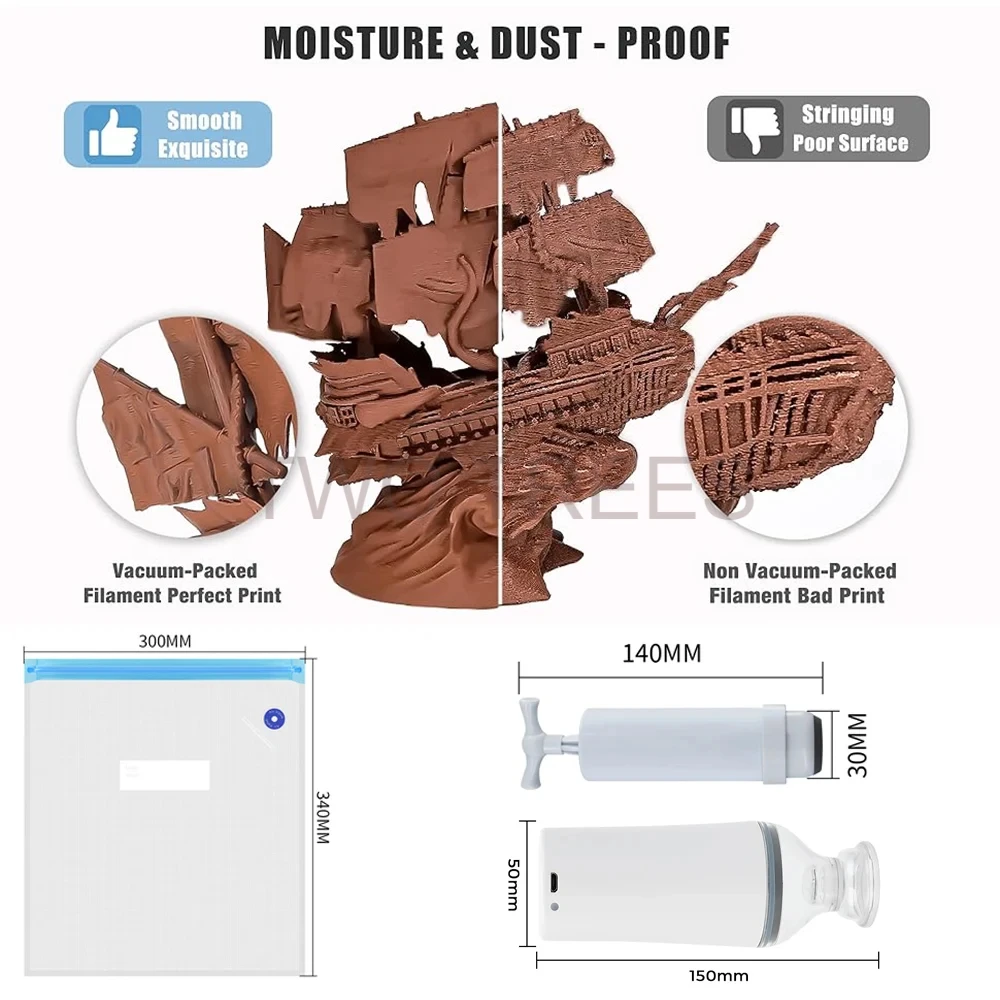 3D プリント真空バッグフィラメントドライヤー PLA AB - Petg Filament のレビューと価格