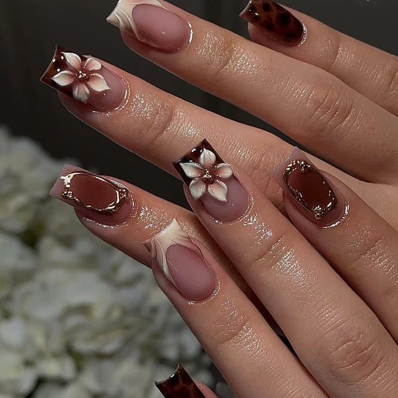 女性用ショートスクエアフェイクネイル、ガールズファッションブ - 3D Printing Nails のレビューと価格