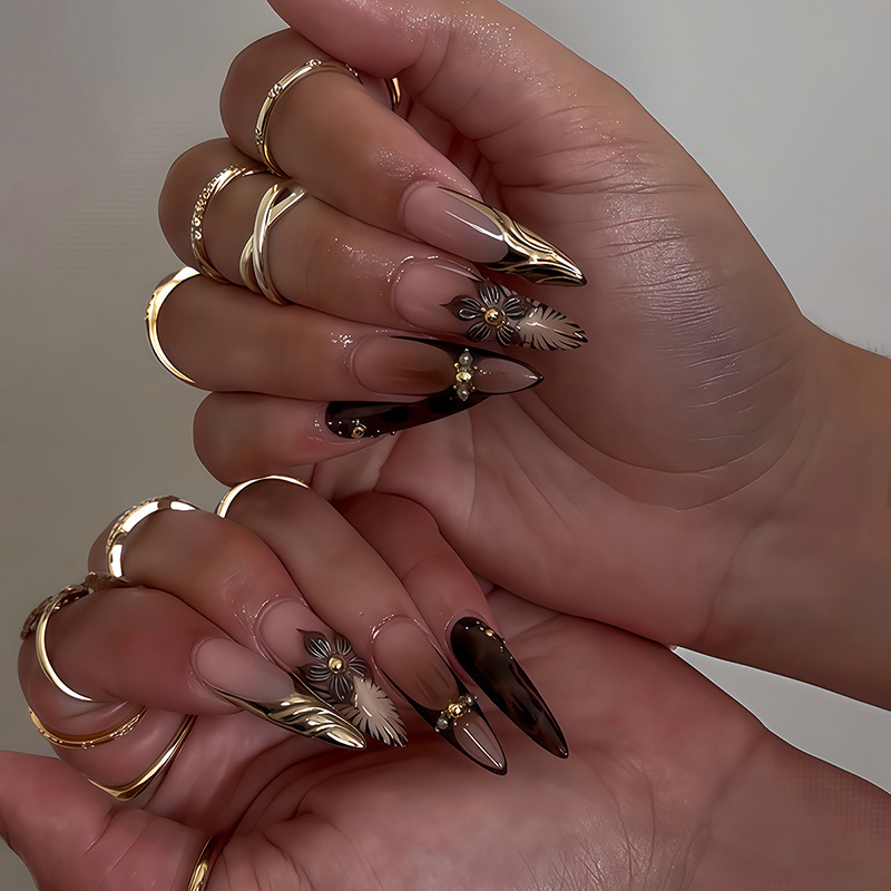 24個セット ピンクのレオパード柄スティレットネイル 3Dス - 3D Printing Nails のレビューと価格
